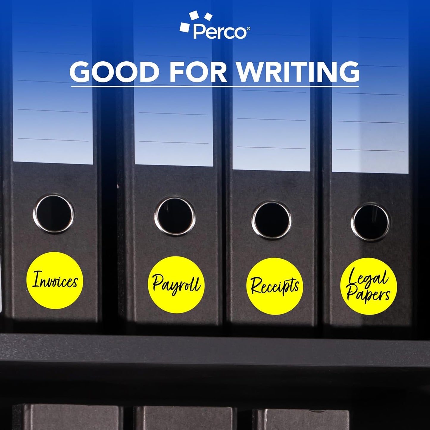 Perco Fluorescent Yellow 3-Inch Round Circle Dot Sticker Labels - Multi-Roll Pack (3 Rolls, 500 Labels Each) - Permanent Adhesive, Vibrant Colors, Strong Hold - Perforated for Easy Use - Made in USA