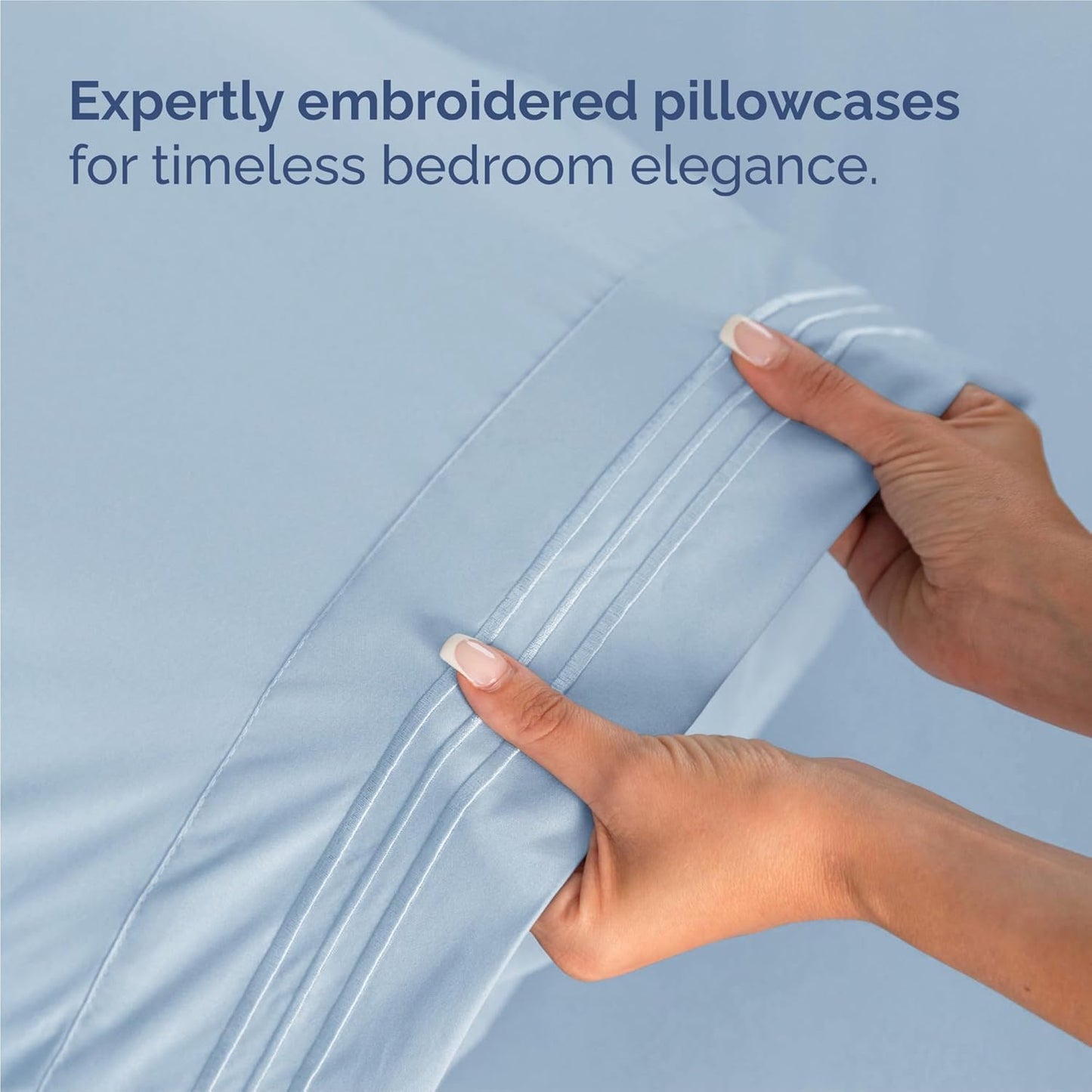 Split King Size 5 Piece Sheet Set - Comfy Breathable & Cooling Bed Sheets Set - Hotel Luxury Bedding for Women, Men, Kids, Teens, Boys & Girls - Deep Pockets and Wrinkle Free - Oeko-Tex - Light Blue