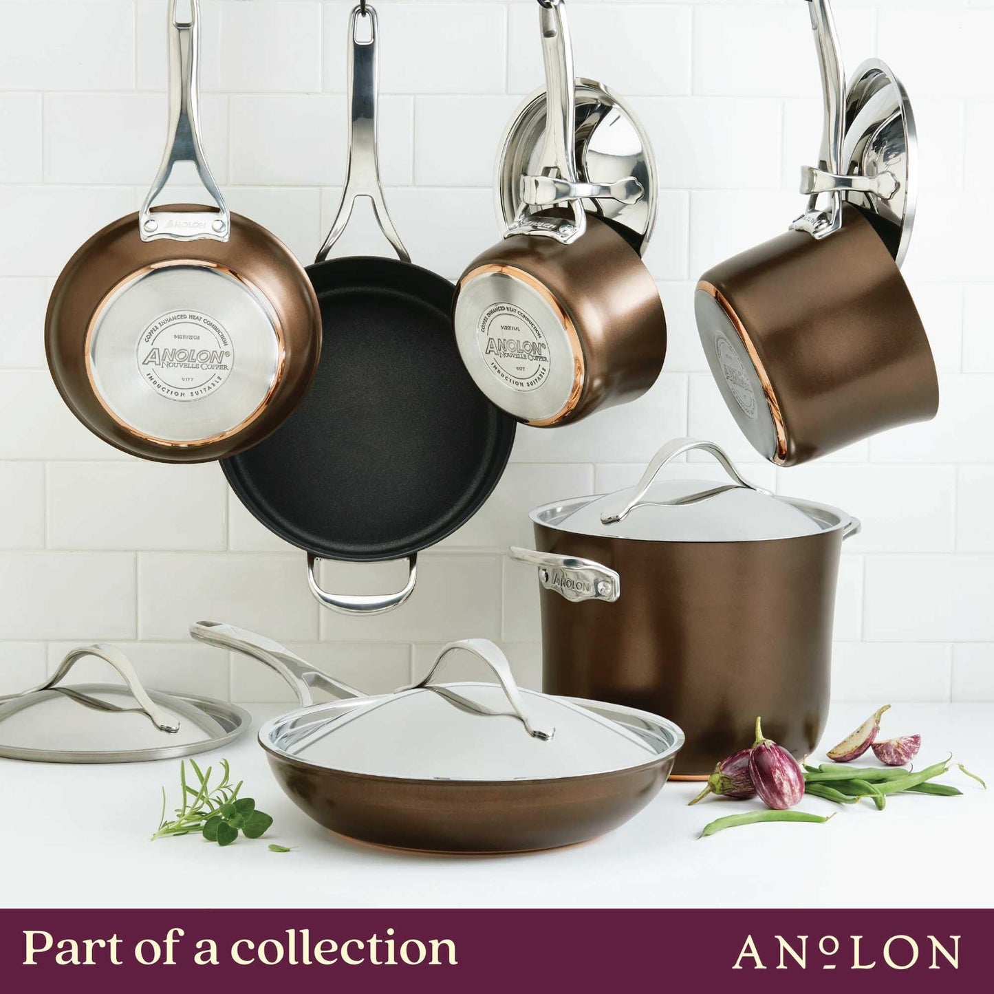 83852 Nouvelle Copper Hard Anodized Nonstick Cookware Set