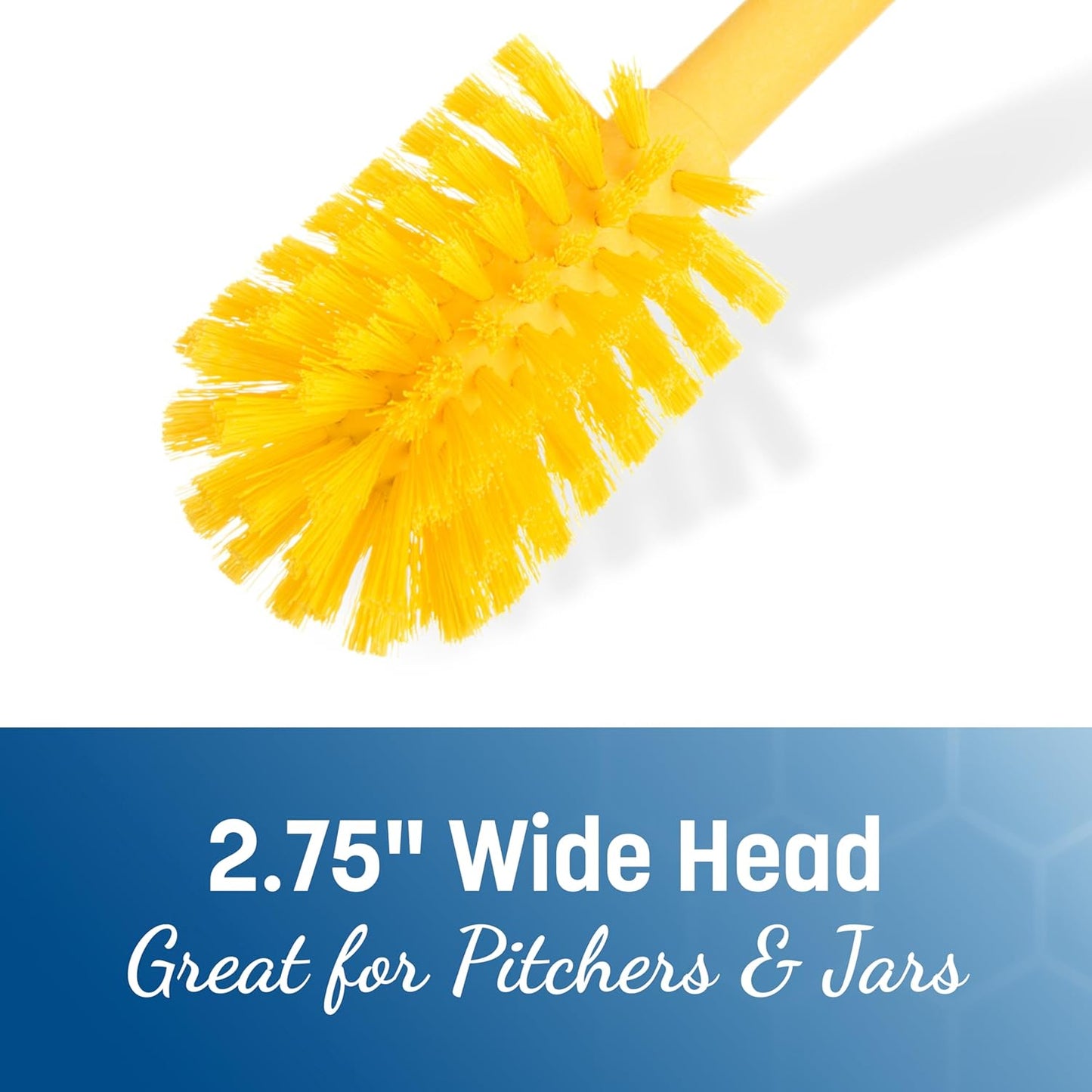 SPARTA Large Water Bottle Brush Ideal for Wide-Mouth Jars, Bottles and Tumblers, Dishwashing Tool with Handle for Home and Commercial Kitchens, Plastic, 12 Inches, Yellow