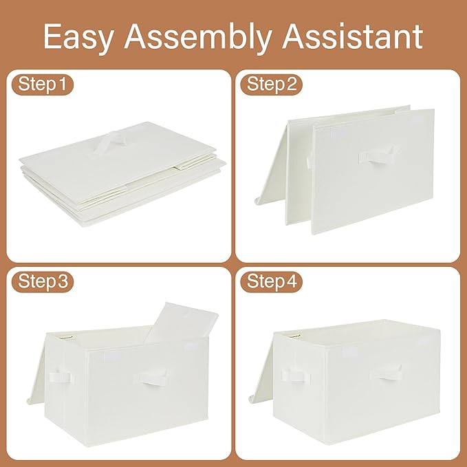 GRANNY SAYS Storage Bins with Lids, Fabric Storage Boxes, Closet Organizers and Storage, Storage Baskets for Shelves, Toy Box, Ivory White, 2-Pack