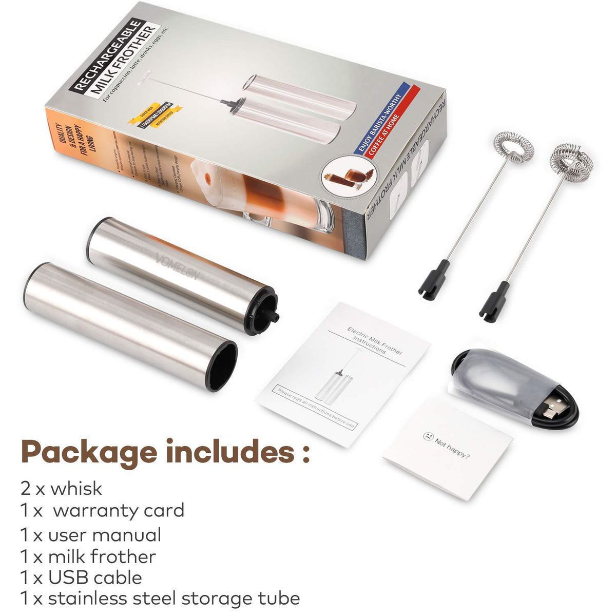 Rechargeable Milk Frother Battery Operated
