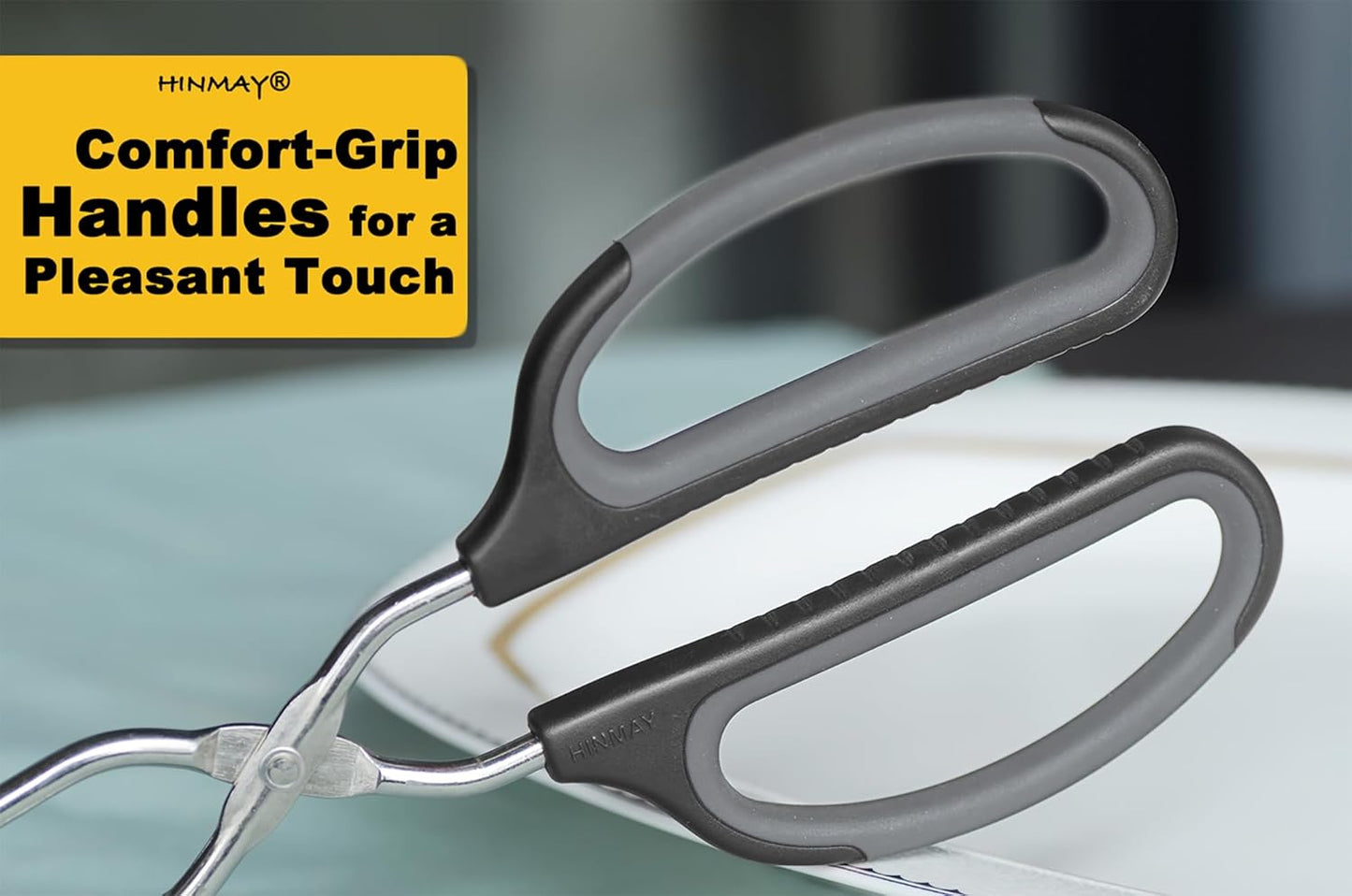 Scissor Tongs 10-Inch Stainless Steel Scissor Style Tongs (Black Handle) - Culinary Roots