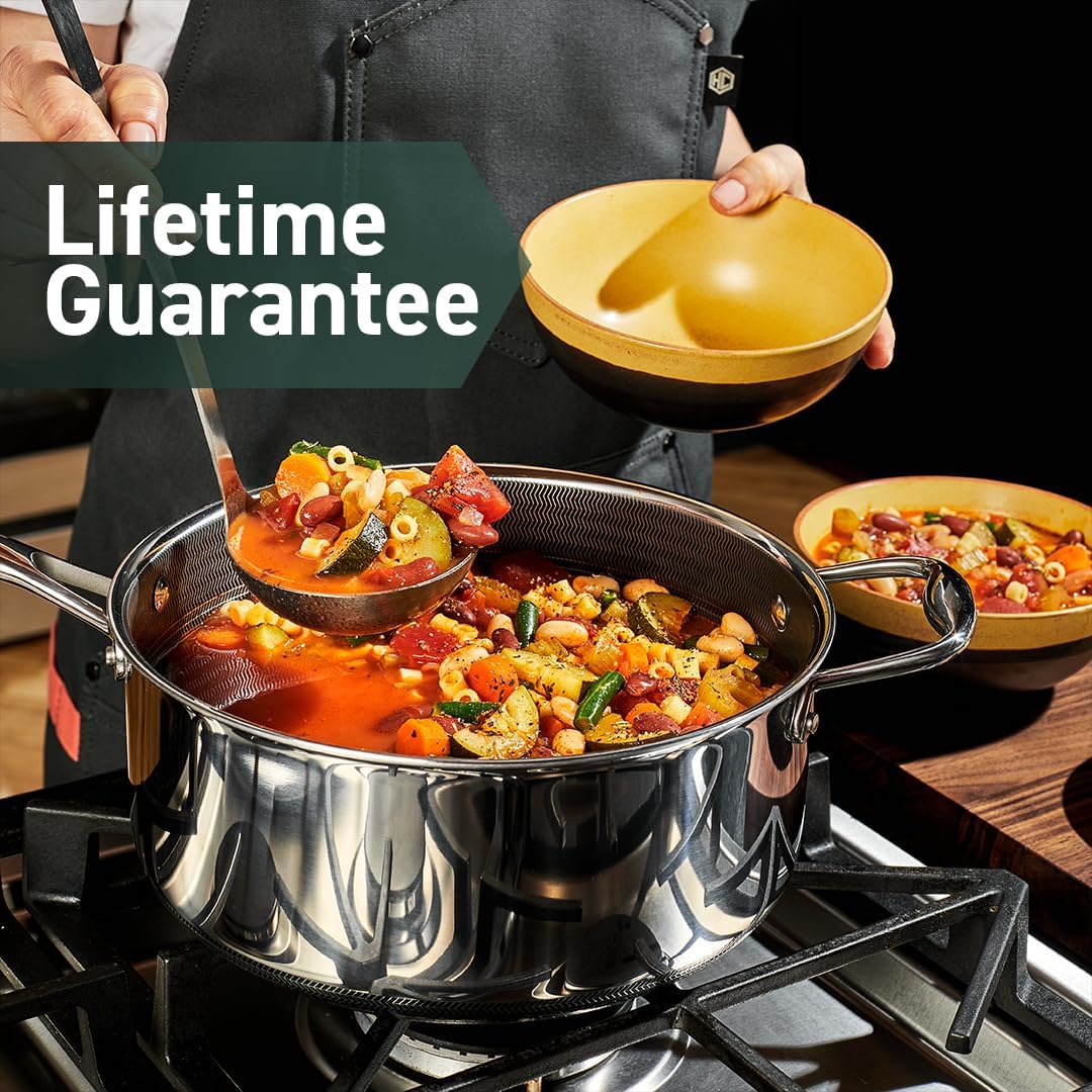 HexClad Hybrid Nonstick 5-Quart Saucepan with Tempered Glass Lid, Stay-Cool Handle, Dishwasher-Friendly, Oven-Safe Up to 900°F, Induction Ready, Compatible with All Cooktops - Culinary Roots