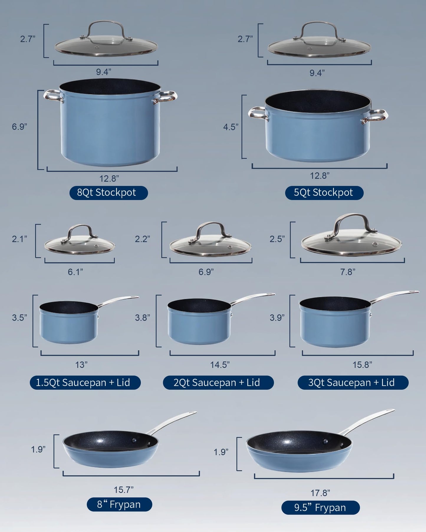 12pc Forged Lightweight Cookware Set (12 Count)