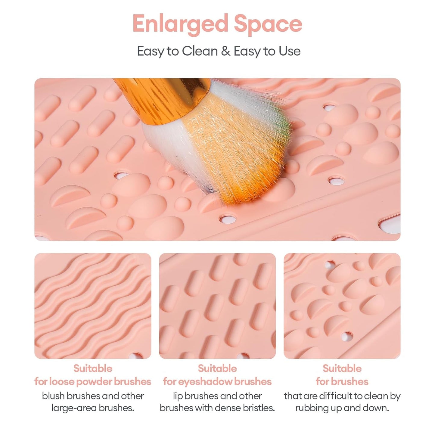 IeBilif Sink Cover for Counter Space, Foldable Bathroom Sink Covers with Hanging Loop, Makeup Organizer Mat Space Saver, Silicone Makeup Brush Cleaner Mat for Bathroom(Pink)