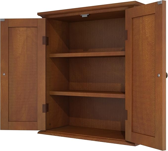 ChooChoo Bathroom Wall Cabinet, Over The Toilet Space Saver Storage Cabinet, Medicine Cabinet with 2 Door and Adjustable Shelves, Cupboard, Rustic