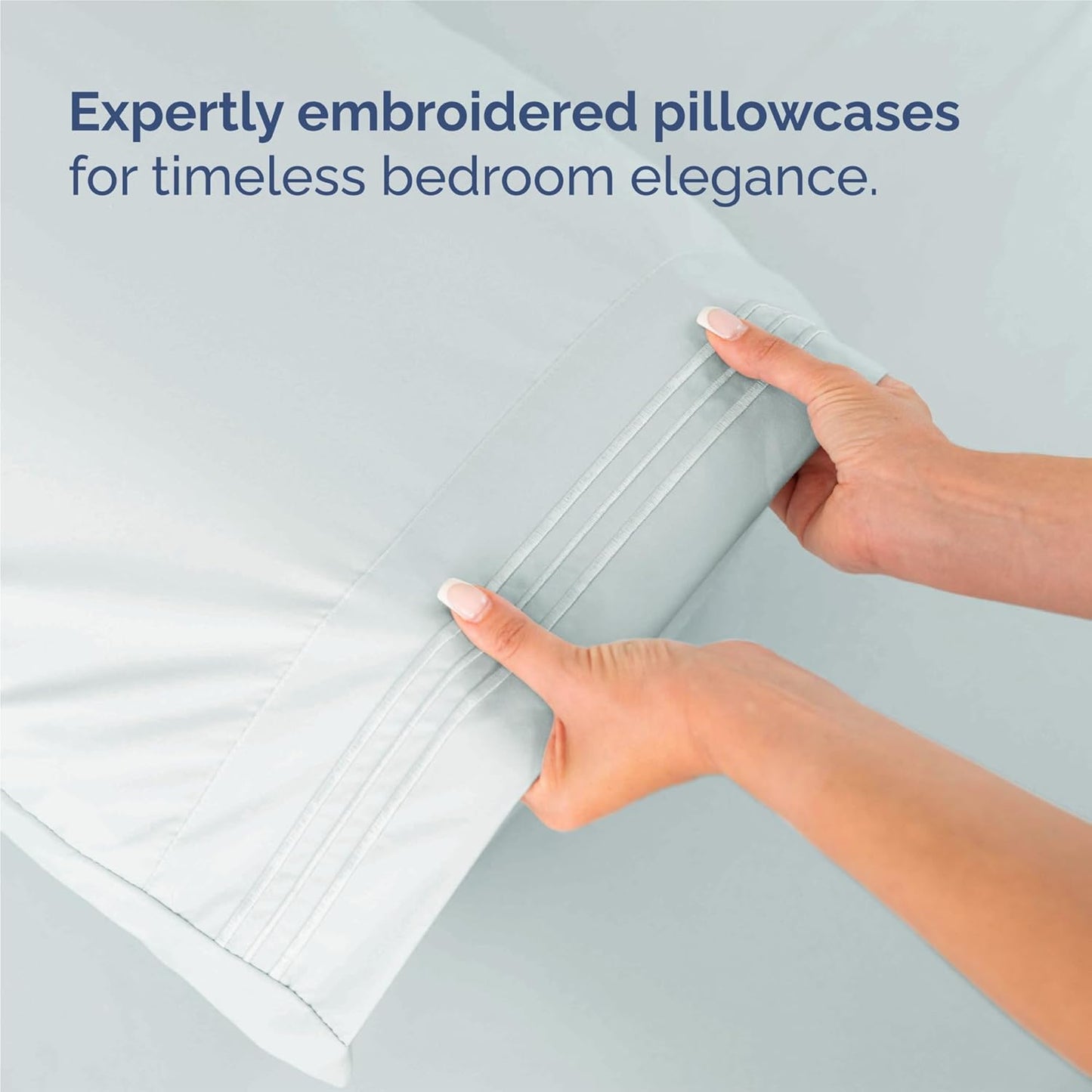 Split King Size 5 Piece Sheet Set - Comfy Breathable & Cooling Bed Sheets Set - Hotel Luxury Bedding for Women, Men, Kids, Teens, Boys & Girls - Deep Pockets, Soft, Wrinkle Free - Oeko-Tex - Ice Blue