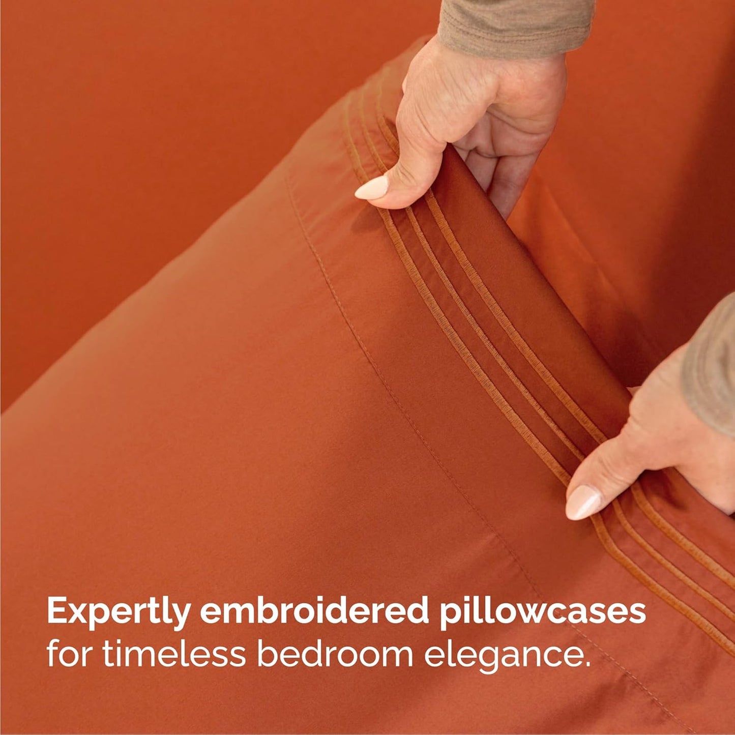 Queen Size 4 Piece Sheet Set - Comfy Breathable & Cooling Bed Sheets Set - Hotel Luxury Bedding for Women, Men, Kids, Teens, Boys & Girls - Deep Pockets, Soft and Wrinkle Free - Oeko-Tex - Terracotta