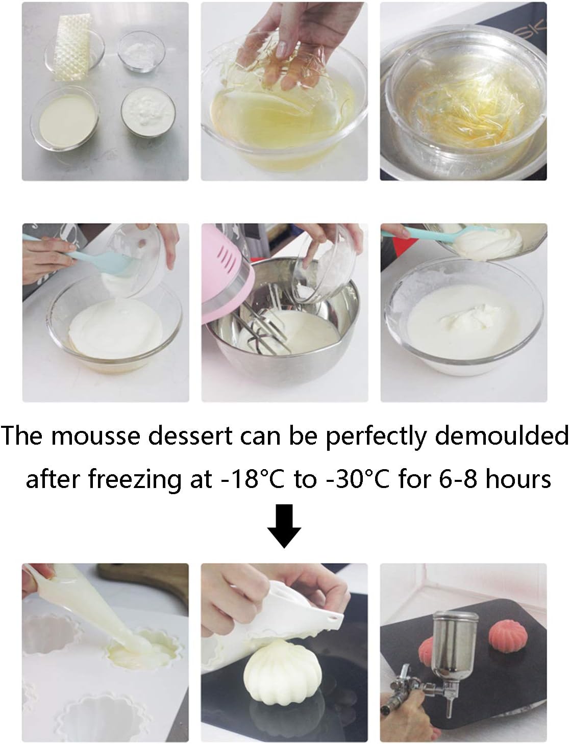 OCPO KITCHEN Strawberry Silicone Mold for Baking Mousse Cake, Fruit French Dessert, Pastry, Chocolate, Ice Cream Mould, Cake Decoration Mold, 3D Strawberry Shape (8-Cavity)