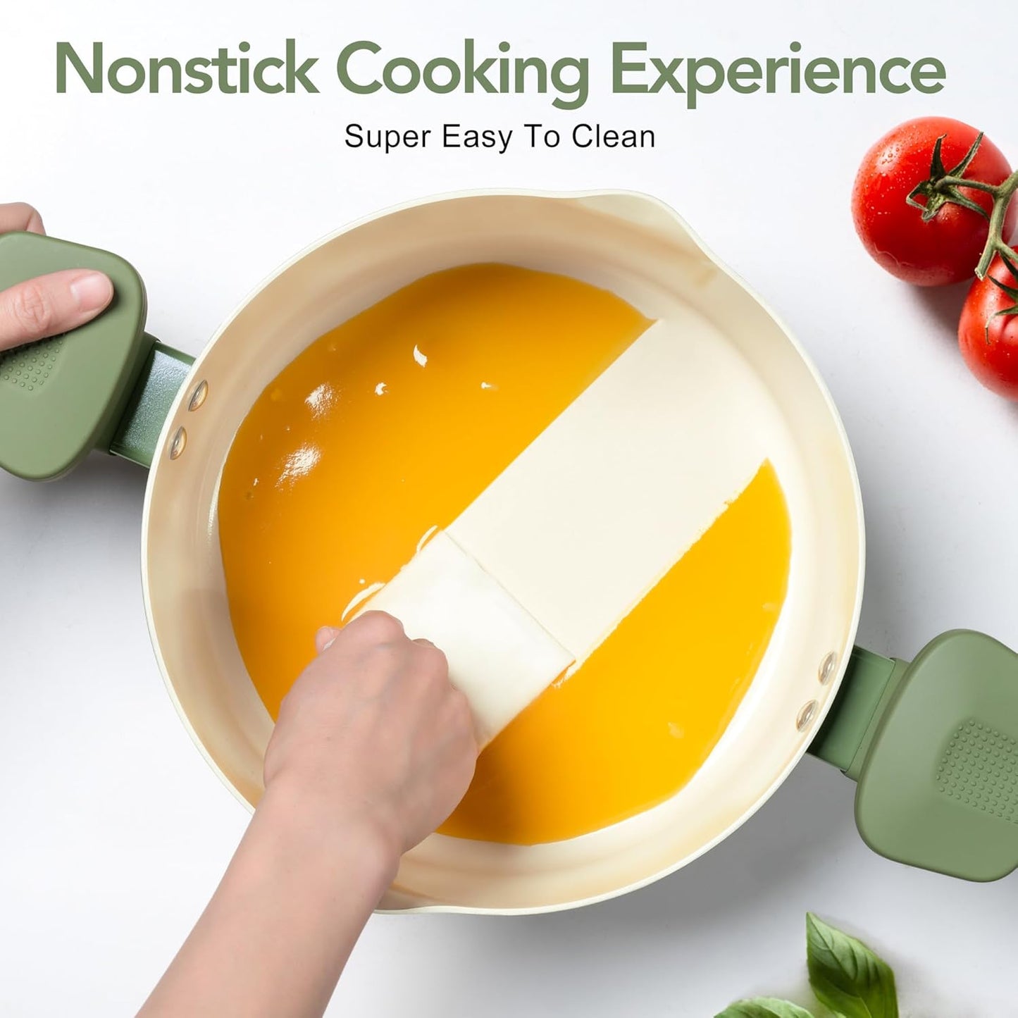 MICHELANGELO Pasta Pot with Strainer Lid - 6 Quart Cooking Pot with Lid, Non Stick Spaghetti Pot Ceramic Coated with Twist and Lock Handles for Easy Draining, Induction Compatible, Roden Green - Culinary Roots