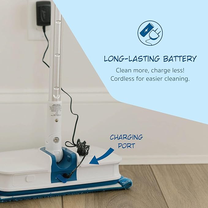 Wow Too Mop – Rechargeable Spray Mop with Adjustable Handle & Built-in Water Tank – LED Light for Spotless Cleaning – Cordless, Battery Powered & Easy to Use – Ideal for All Floor Types