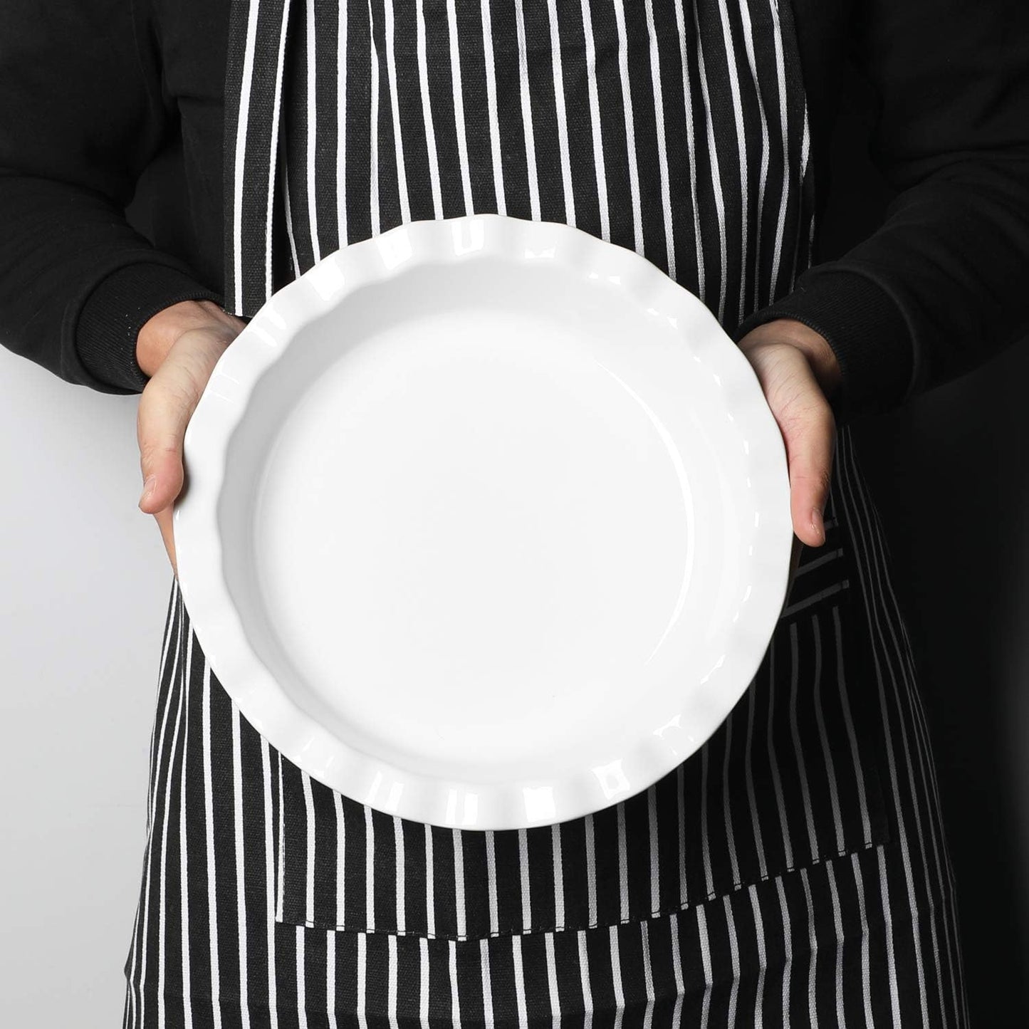 ONTUBE 10.5-Inch Deep Pie Pans 50oz, Ceramic Large Round Pie Tins for Baking, (White, 1 Pieces) - Culinary Roots