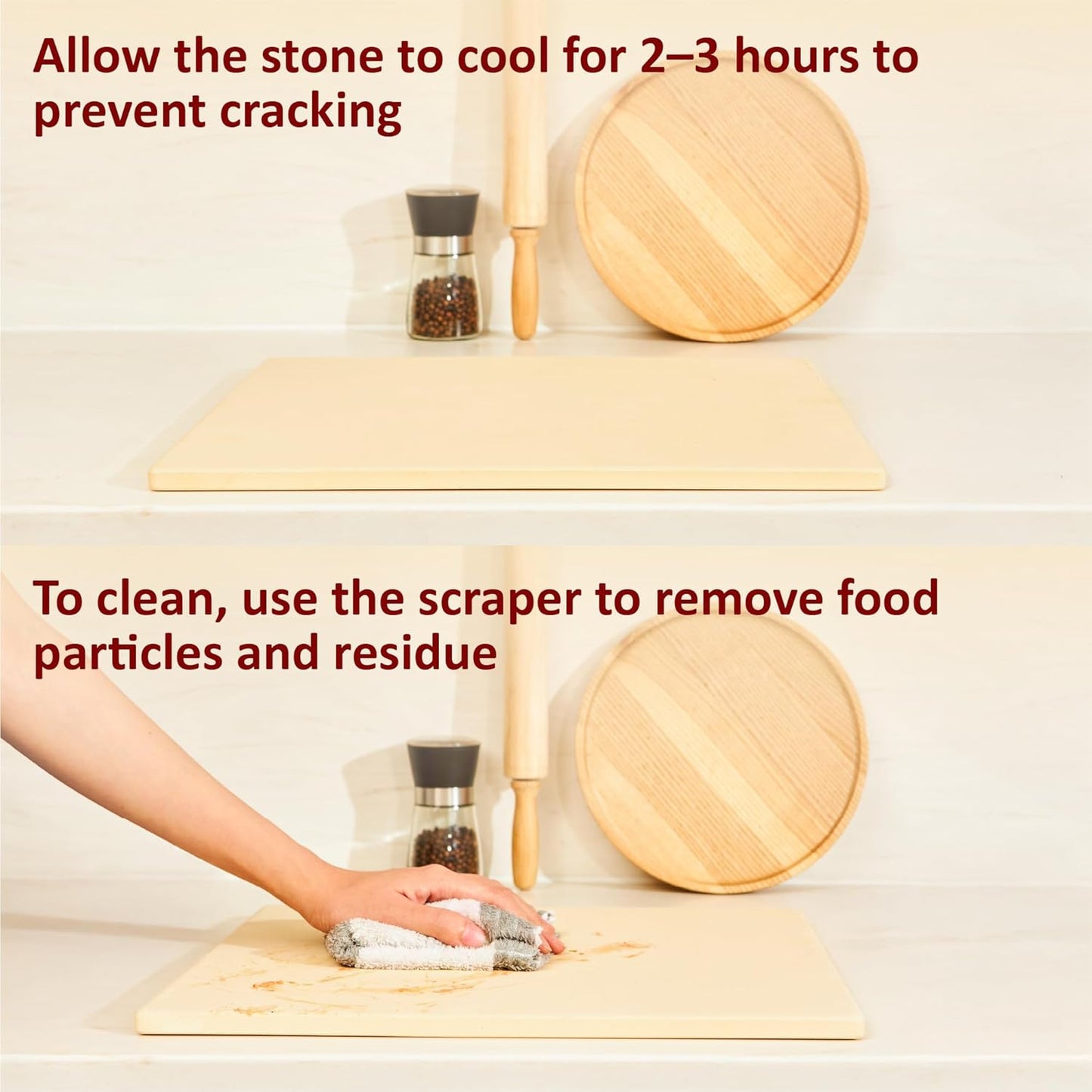 18 Inch Pizza Stone, 16x18 inch Stone for oven and grill - Durable Ceramic Pizza Stone, Heat Resistant up to 1,472°F, Perfect for Homemade Pizza, Bread and More - Culinary Roots