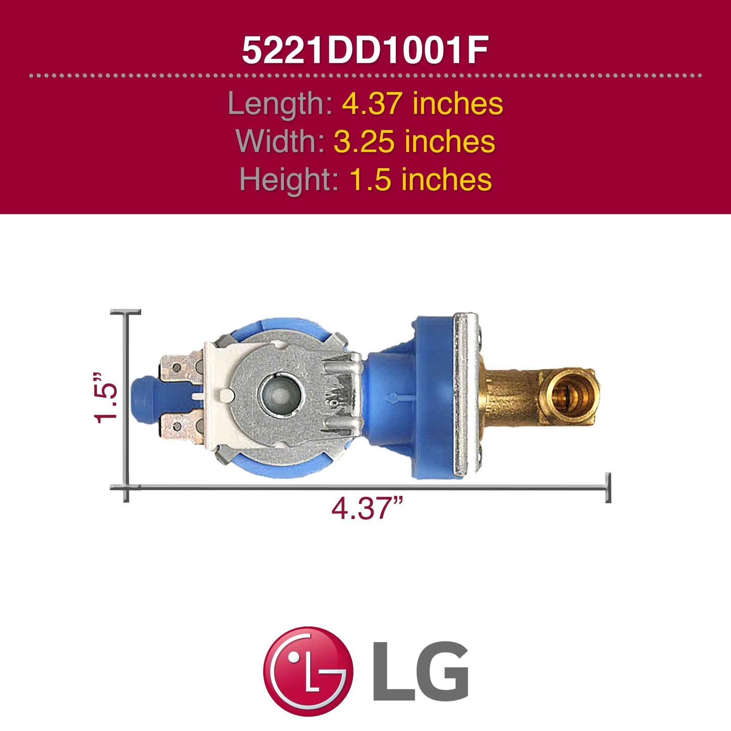 5221DD1001F Genuine OEM Water Inlet Valve for LG Dishwashers