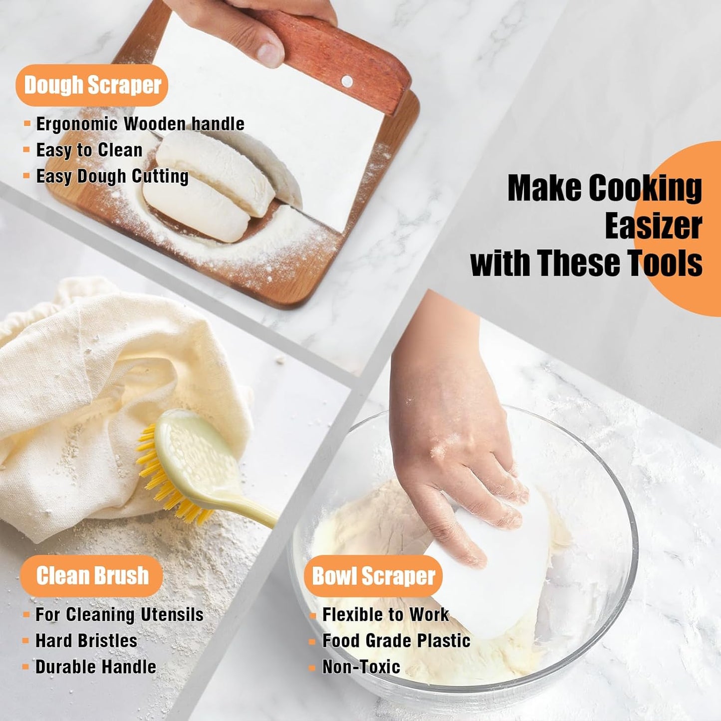 Round & Oval Banneton Bread Proofing Basket set, Sourdough Starter Kit With Bread Storage Bag, Dough Whisk, Scoring Lame, 2 Scrapers, Cleaning Brush, Sourdough Baking Supplies for baker