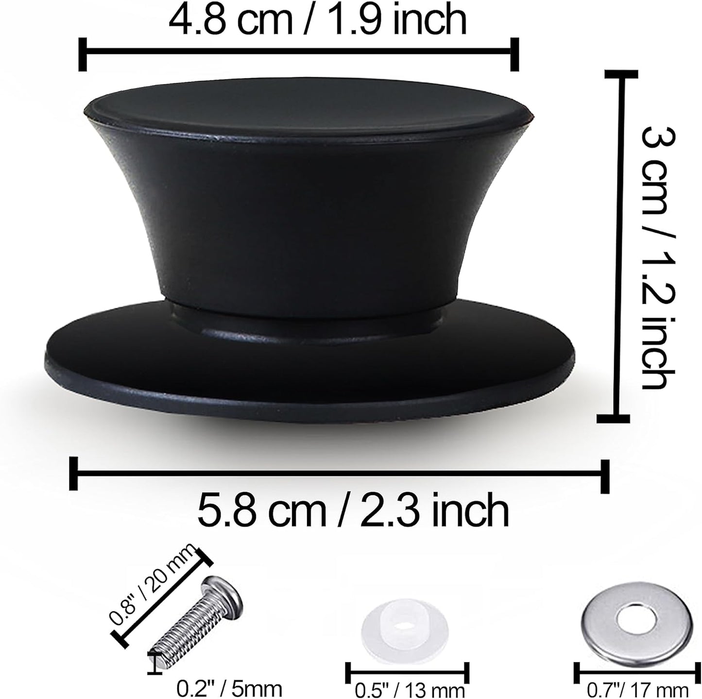 Anaeat Universal Pot Lid Replacement Knob - Heat Resistant Silicone Pan Lid Holding Handles, Soft Non-Slip Knobs for Kitchen Cookware Lid & Cover (Black)