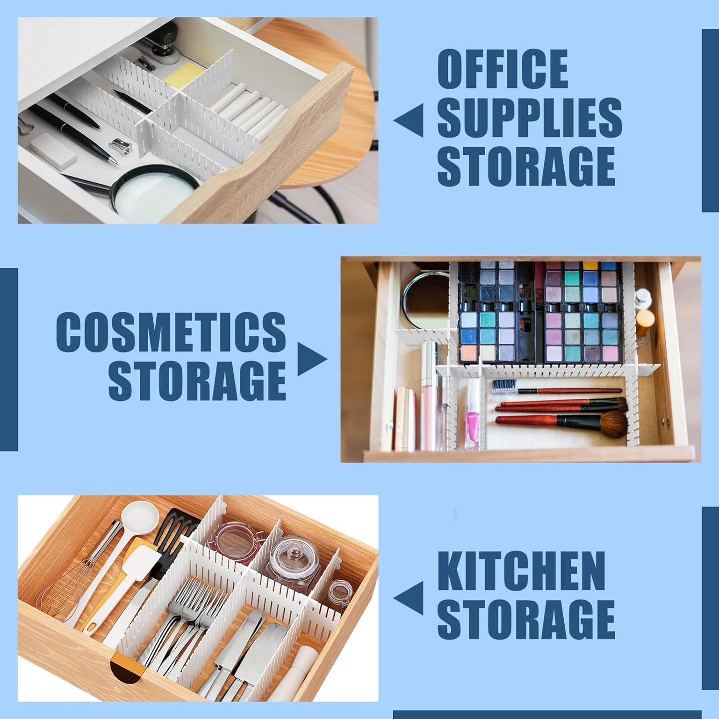 Blosssound 15pcs 5.12x 15 Tall Drawer Divider Adjustable Drawer Organizer DIY Ultra Deep Storage Organizer Separator with Fixed Buckle for Underwear Socks Dormitory Office Kitchen Bedroom(White)