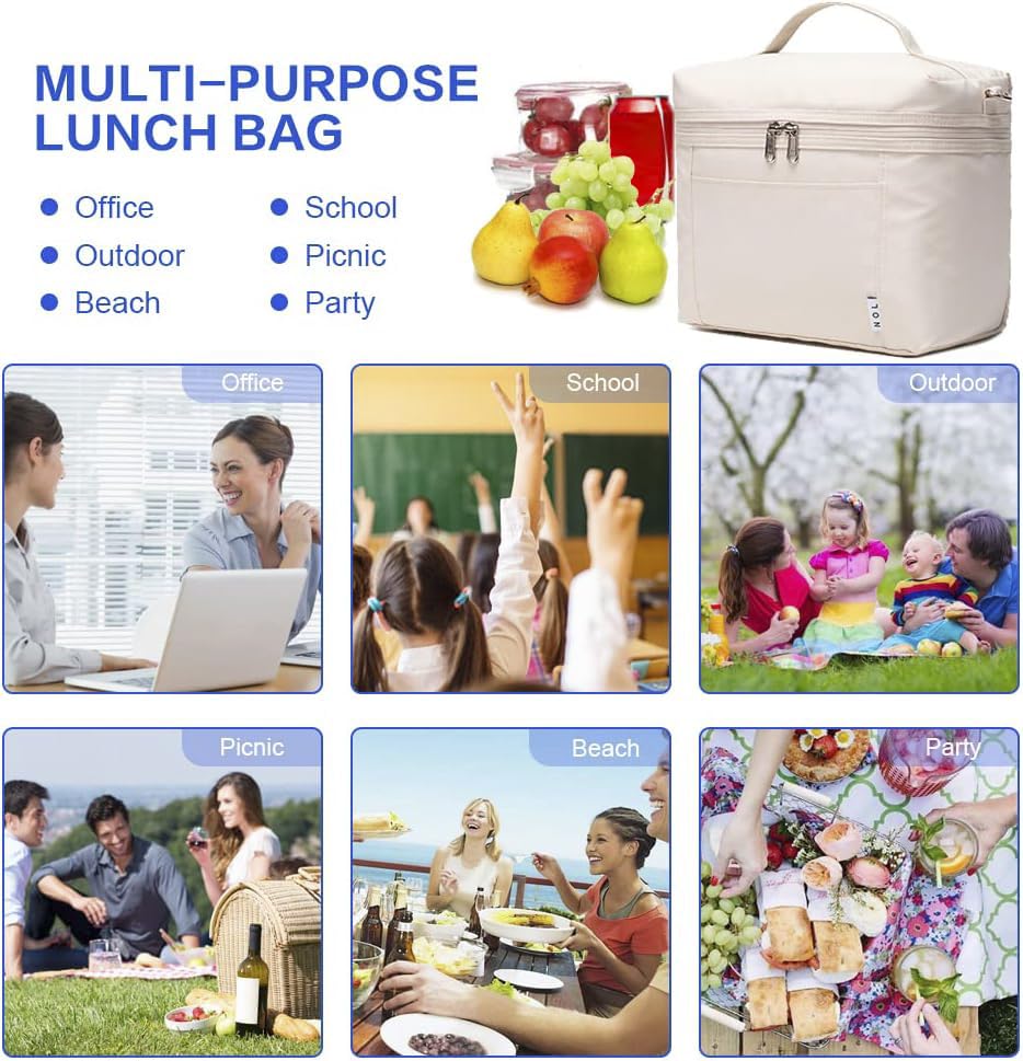 NOL 8L Insulated Lunch Bags for Women Cooler Bag Lightweight Nylon Waterproof Lunch Box For Work