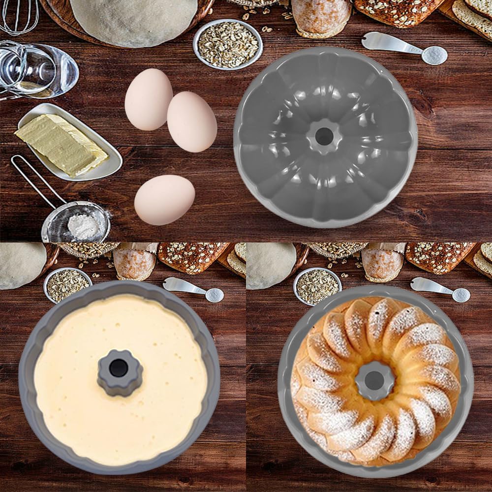 10 inch Silicone Bundt Cake Pan, Non-Stick Silicone Fluted Pans, ome Baking DIY Cake Mold for Cake, Jelly, Bread, Chocolate, Para Gelatinas (Red) (Grey, 1 Pack) - Culinary Roots