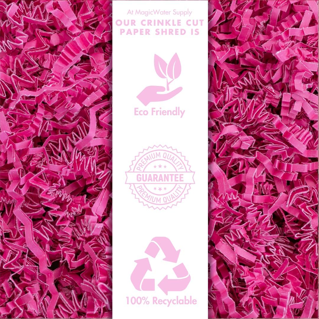 MagicWater Crinkle Cut Paper for Gift Baskets - 2LB - Pink- Perfect for Shredded Paper Filler, Basket Filler, Gift Boxes, Bridesmaid Gifts, Halloween Stuffers & More – Ideal for All Occasions