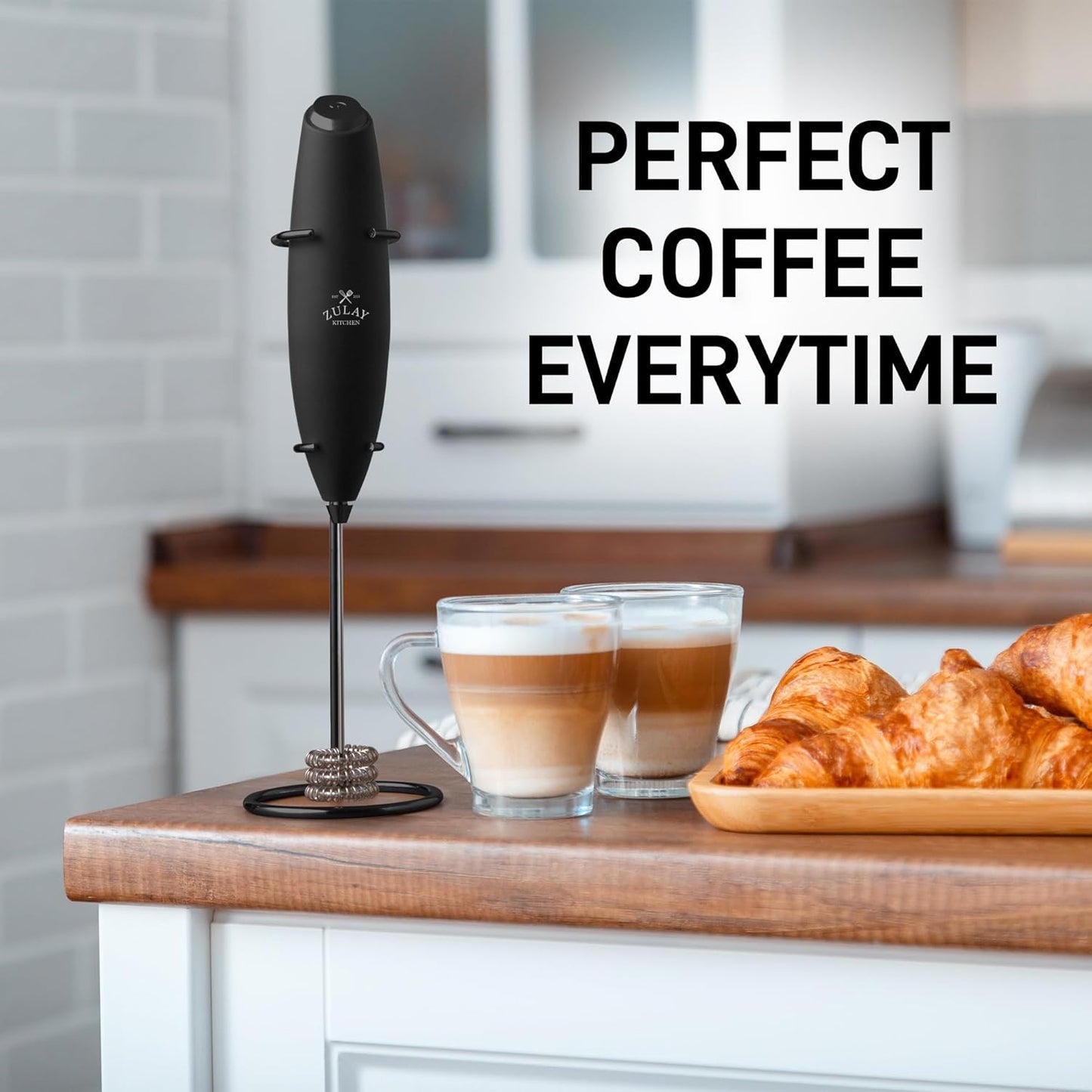 Zulay Kitchen Patented Tornado Triple Whisk Milk Frother with 4 Duracell Batteries – Handheld Foam Maker for Coffee, Lattes, Matcha & Hot Chocolate – Rich, Creamy Froth in Seconds - Culinary Roots