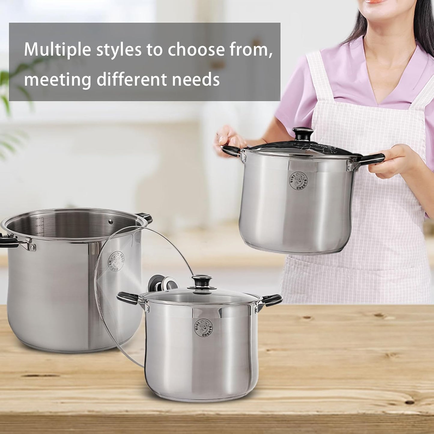 VivicreateStainless Steel Stock Pot with Lid for Induction Cooking Boiling Pasta Stew Soup Large Capacity Cookware with Handles for Kitchen Spaghetti Olla Olla de Acero Inoxidable (11.5 QT) - Culinary Roots