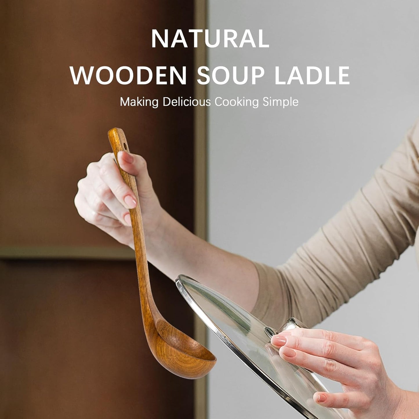 Wooden Ladle, 2 fl oz Medium Scoop Utensil for Serving & Cooking, Teak Wooden Ladle – Wood Spoon for Soup Natural and Sustainable - Culinary Roots