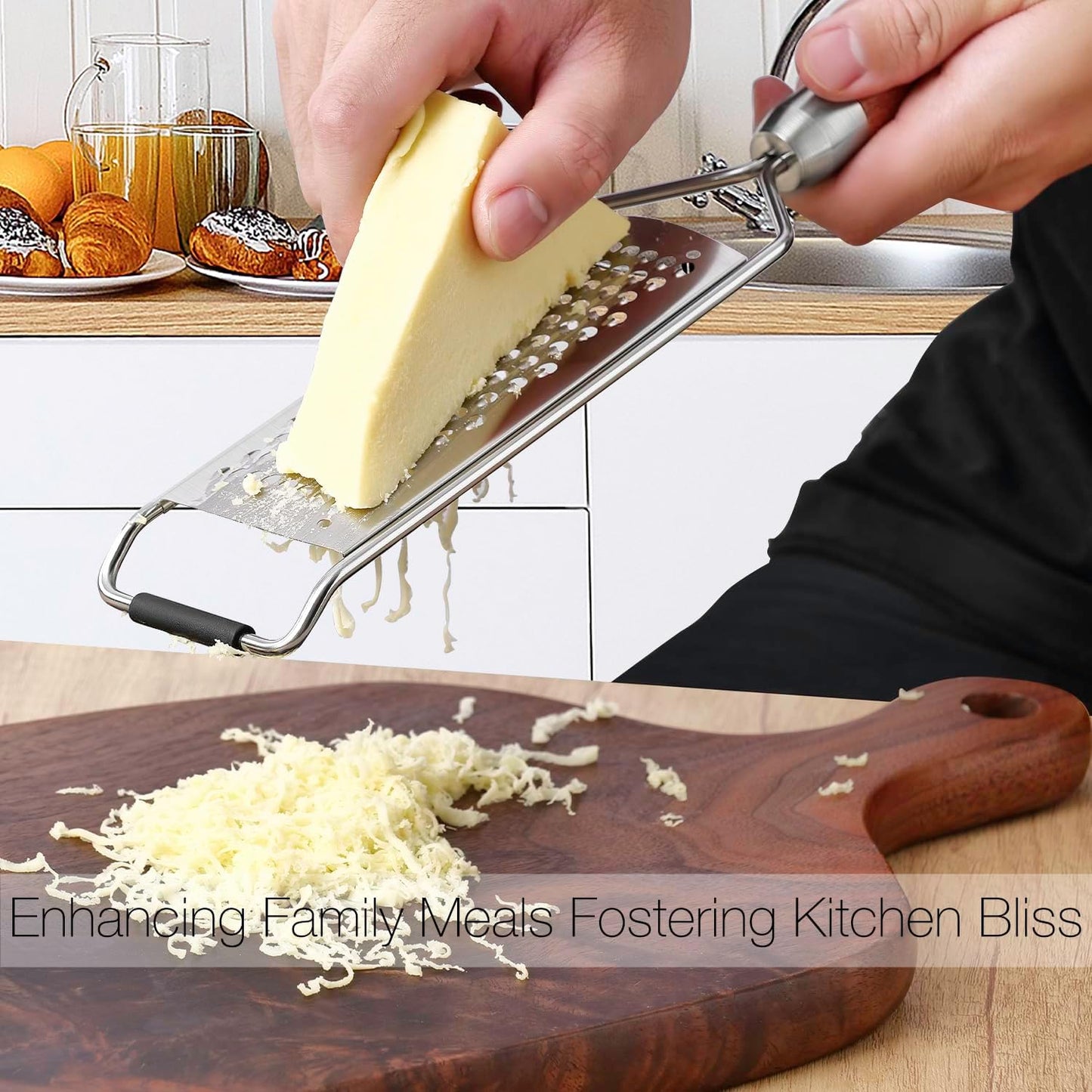 Professional-Grade Lemon Zester with Fine Blades, Lightweight Cheese/Vegetable Grater, Solid Wood Handle Design - Rust-Resistant, Durable, Essential Kitchen Tool (B2) - Culinary Roots