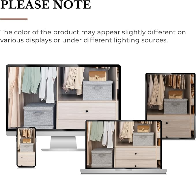 GRANNY SAYS Storage Baskets with Lids, Clothes Storage Boxes, Fabric Storage Bins, Keepsake Box, Closet Organizers and Storage, Gray, 2-Pack