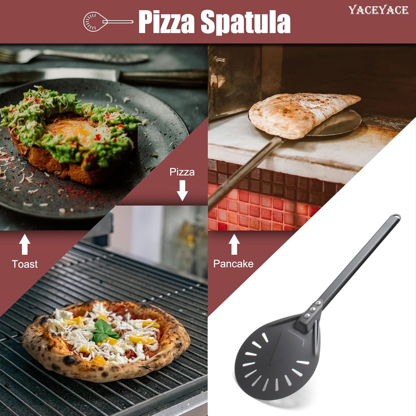 Pizza Turner, 8-inch Black Metal Pizza Turning Peel, Aluminum Turning Peel - Culinary Roots