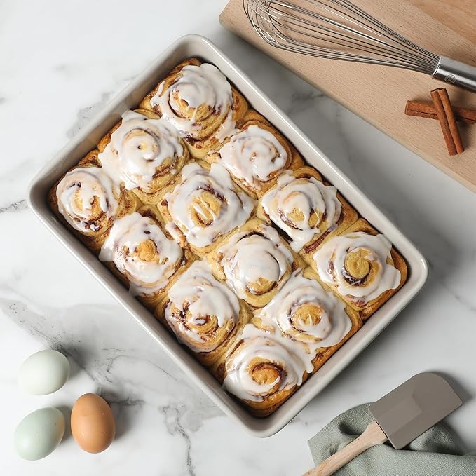 Martha Stewart Gallen 13 x 9 Inch Rectangular Nonstick Carbon Steel Cake/Baking Pan- Cool Grey (Pack of 6)