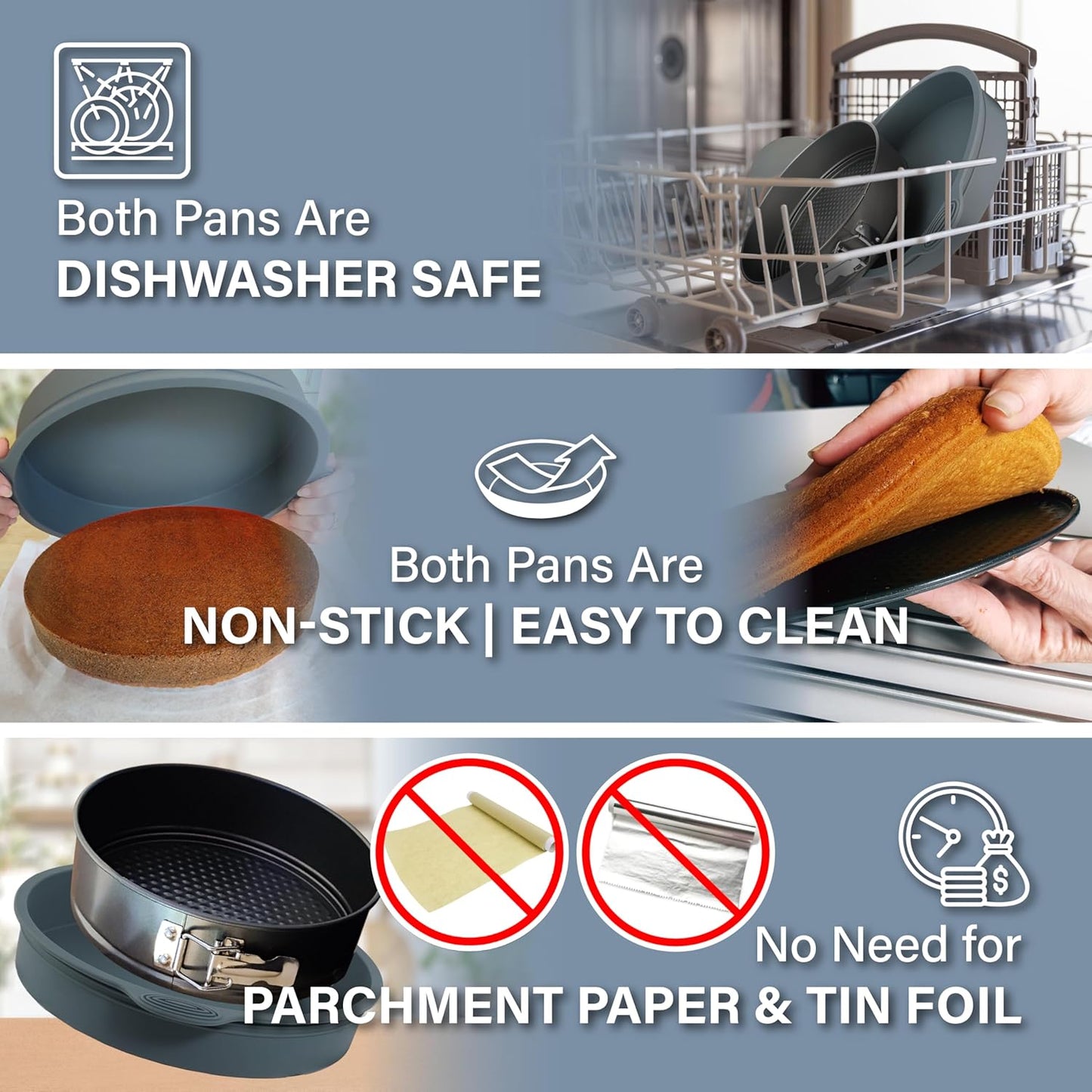 Spring Form Pans for Cheesecake, 6/8/10 Inch NONSTICK Springform Pan Set - Cheesecake Pan Set with LEAKPROOF SILICONE PROTECTOR - Cheese Cake Pans for Baking in WATER BATH - NO FOIL WRAP - Culinary Roots