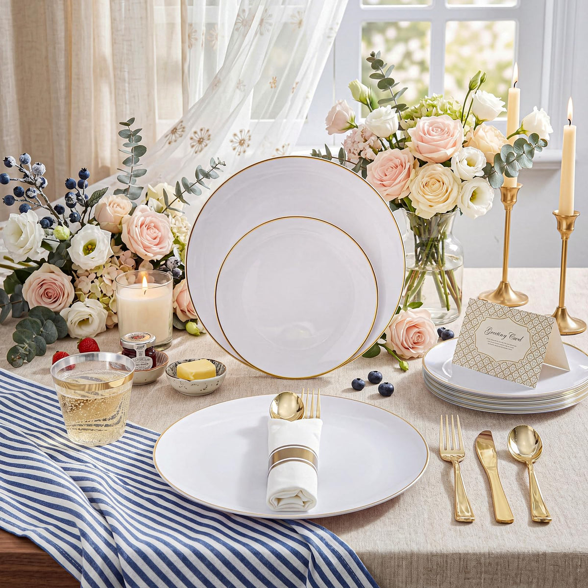 200PCS Gold Plastic Plates (200 Count)