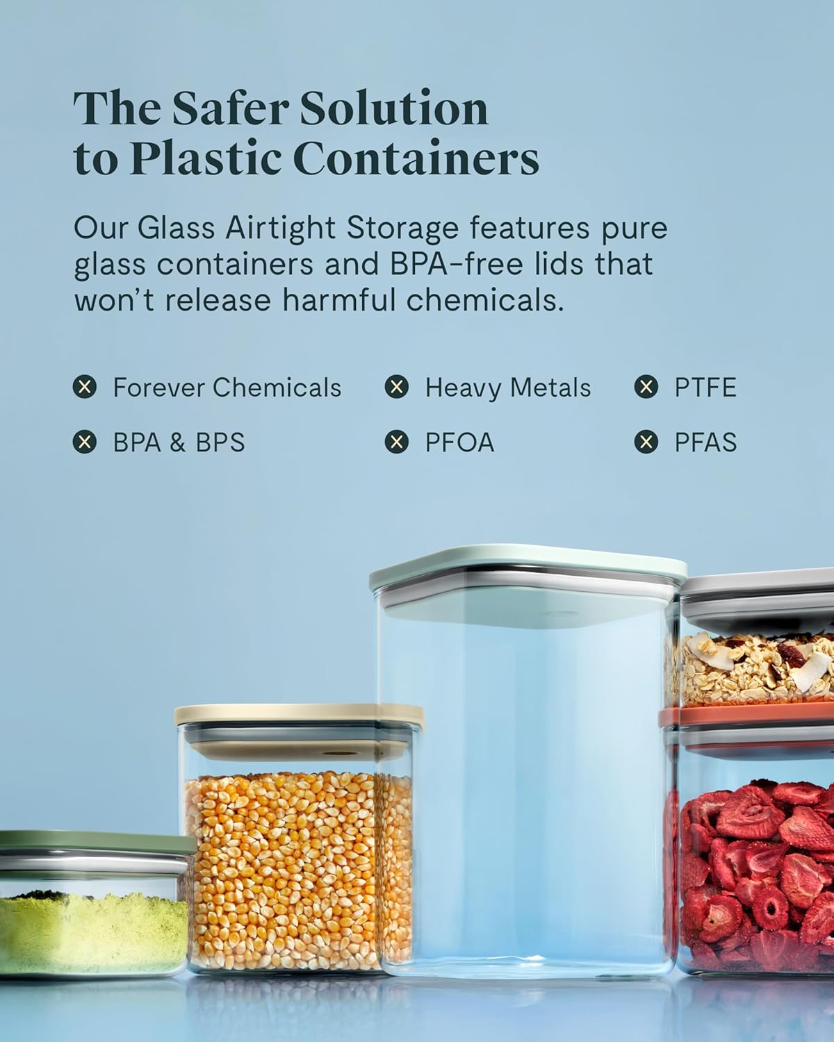 Caraway 4qt Glass Airtight Food Storage Container with Lid – Non-Toxic, BPA-Free Kitchen Storage Container – Stackable, Space-Saving Airtight Container for Dry Goods and More - Cream