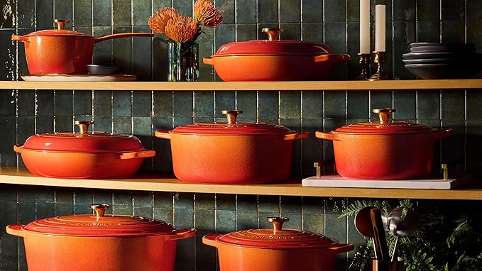 Le Creuset Enameled Cast Iron Signature Oval Dutch Oven, 6.75 qt., Flamme Doree with Crucible Knob