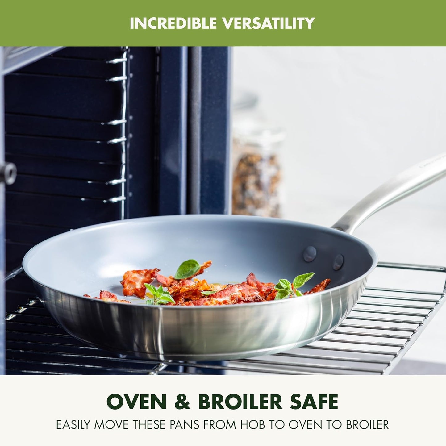 GreenPan Treviso 10 Piece Cookware Set, Non-Toxic PFAS-Free Stainless Steel Ceramic Nonstick Coating, Induction Suitable, Pots, Pans Lids, Sauté & Saucepans, Multi Clad, Dishwasher & Oven Safe - Culinary Roots