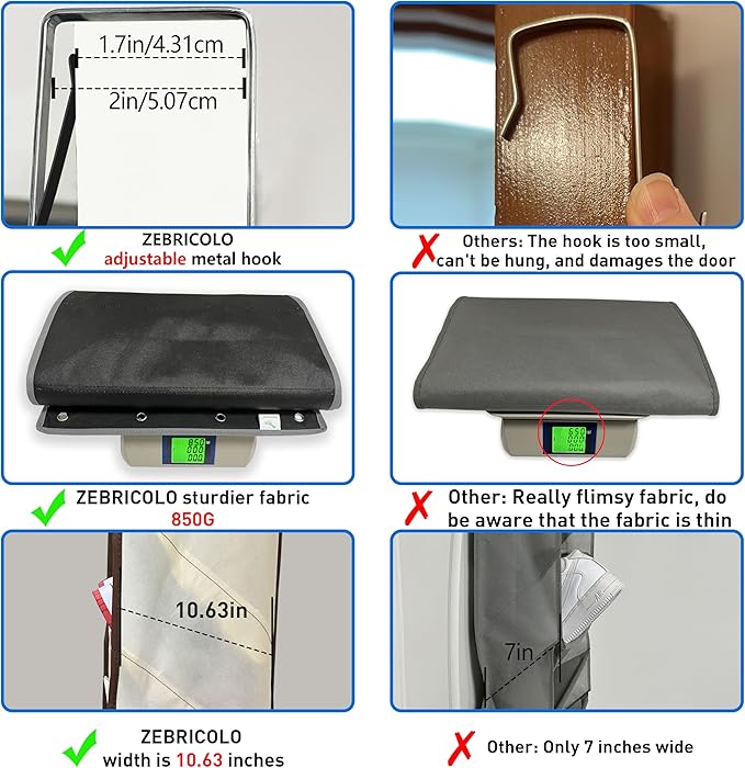 Over The Door Shoe Organizer, 70 Pounds Large Capacity, 20-30-Pair shoe organizer, Heavy Duty-Extra Deep Pockets ,Anti-Scratch Hooks & FSC-Certified Bamboo ,Engineered for Men’s Size 13 shoe,Beige