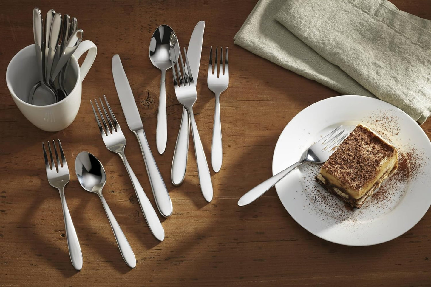 Oneida H037045Awwm Mooncrest 45 Piece Everyday Flatware Set, Service For 8