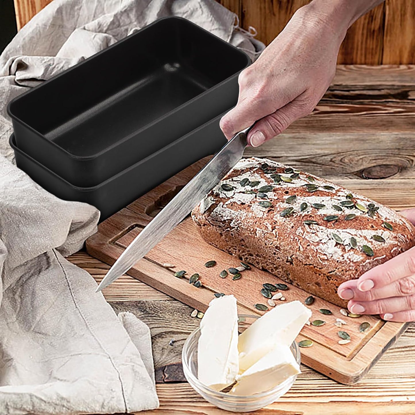 P&P CHEF Loaf Pan Set, 9 x 5 Inch Bread Pans, Stainless Steel Loaf Toast Baking Pans For Bread Meatloaf Lasagna Cake, Healthy & Non Toxic, Oven & Dishwasher Safe,(Black, 2Pcs) - Culinary Roots