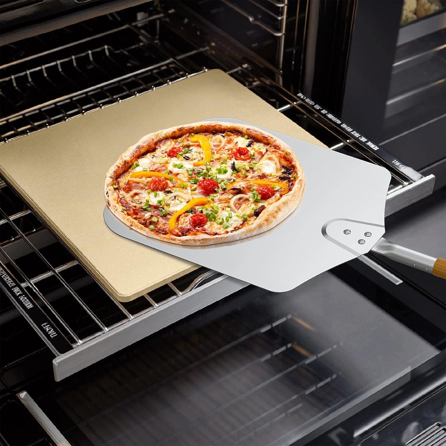 Pizza Stone for Oven and BBQ Grill, 13 inch Square Bread Baking Stone, Heavy Duty Large Ceramic Pizza Pan for Baking Pie Cookie and Cheese - Culinary Roots