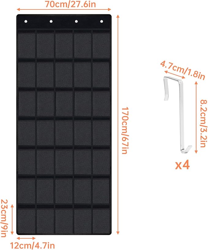 NiHome Multi-Functional 35 Pockets Door Hanging Organizer for Stanley Tumbler in Kitchen, Pantry, Bedroom, Bathroom, Large Capacity Elastic Mesh Secure Storage Cup Holder, Foldable for Home and RV Use