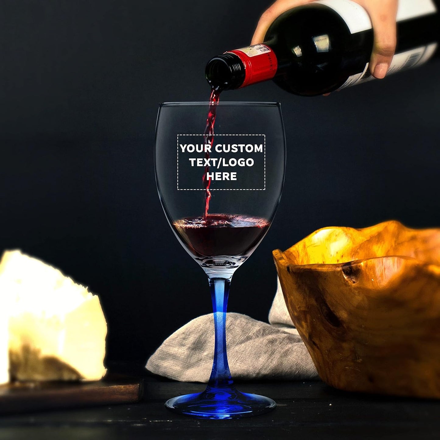 Custom Nuance Wine Glasses by ARC 10.5 oz. Set of 50, Personalized Bulk Pack - Restaurant Glassware, Perfect for Red Wine, White Wine, Cocktails - Blue