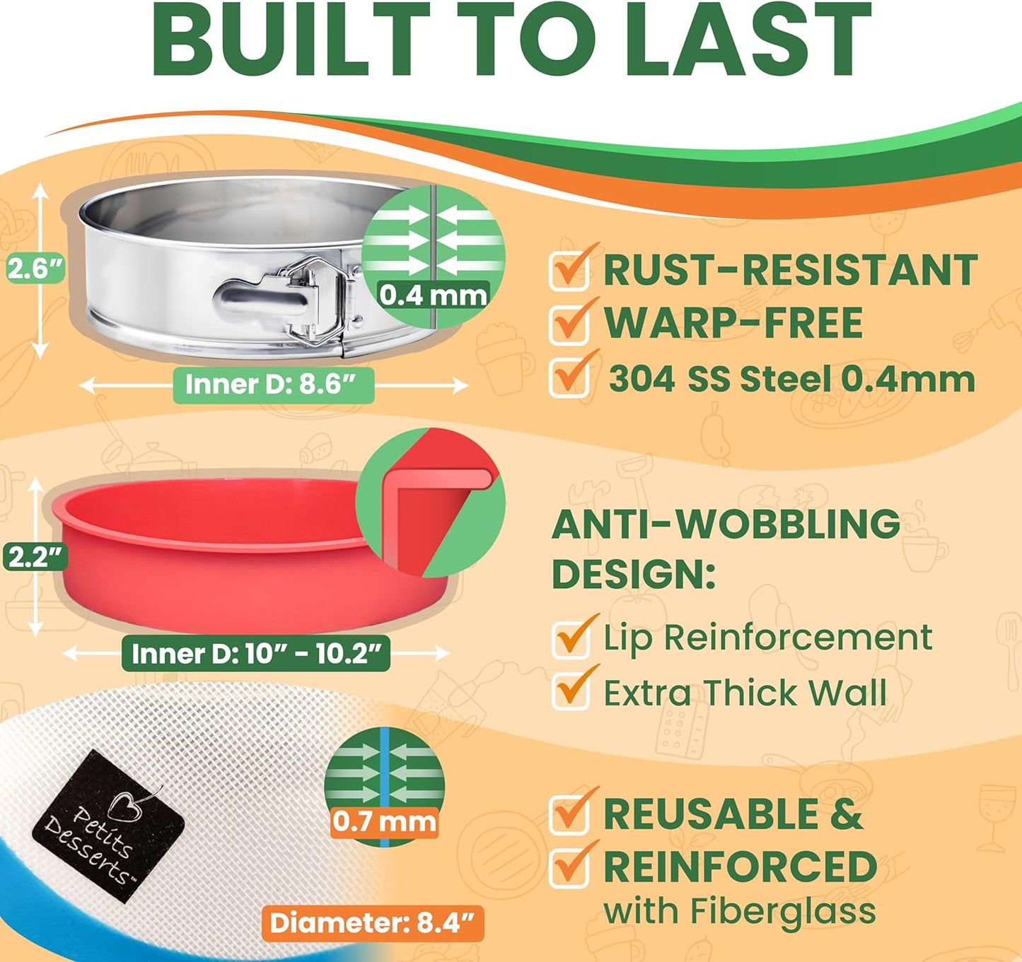 Cheese Cake Pans for Baking - NON TOXIC 9 Inch Spring Form Pan for Cheesecake with LEAKPROOF SILICONE PROTECTOR - STAINLESS STEEL 9 Inch Springform Pan for Cheesecake WATER BATH - Culinary Roots