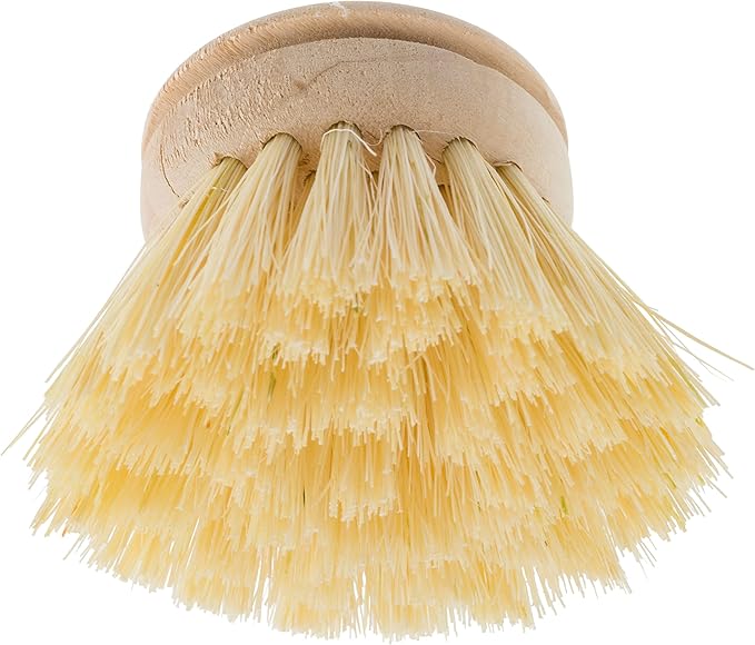Redecker Silicone Dish Brush Bundle, Includes Interchangeable Natural Horsehair and Tampico Fiber Brush Heads, Sustainable Silicone and Stainless Steel Handle with Hanging Loop, Sand