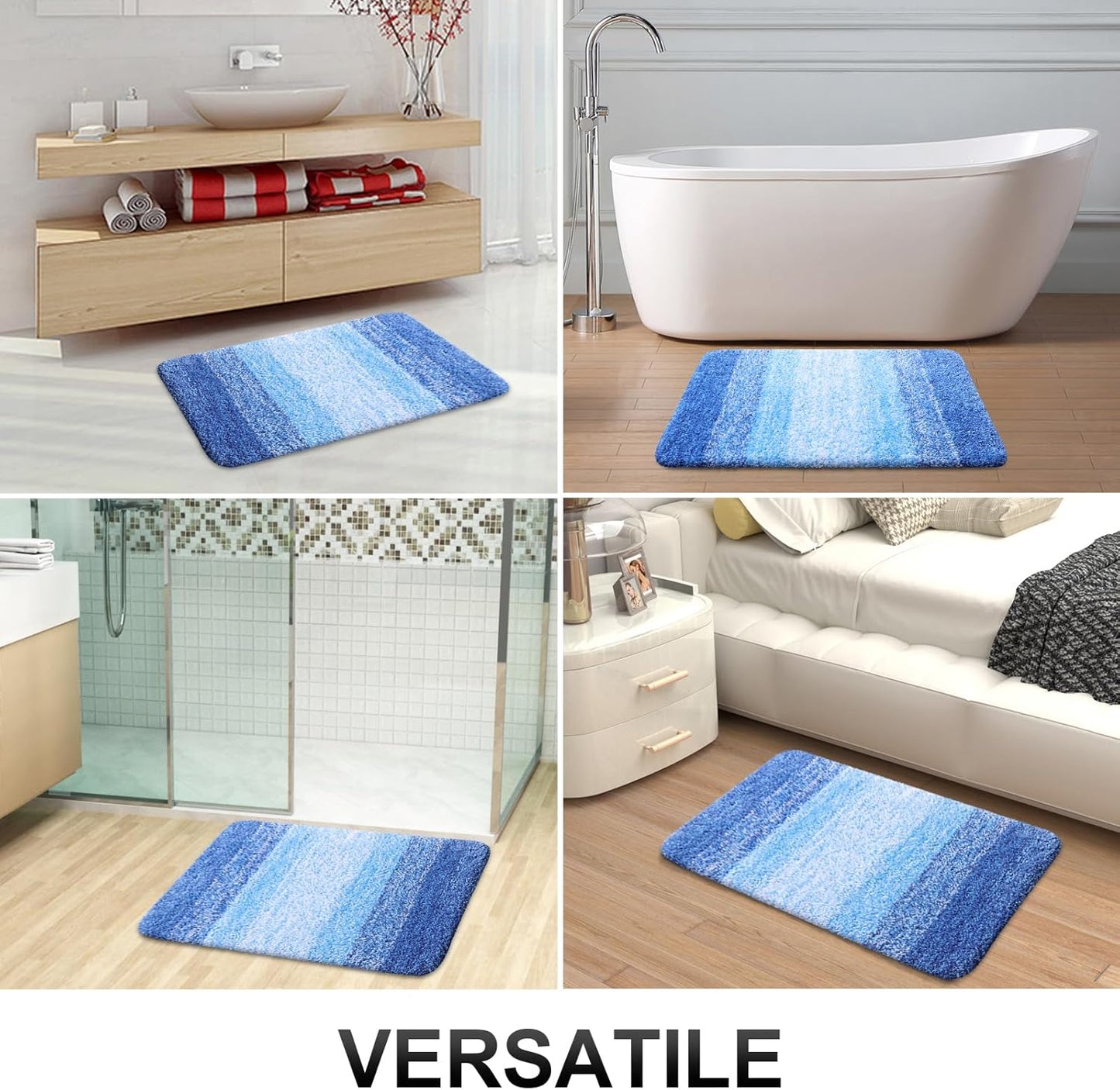 OLANLY Bathroom Runner Rugs 70x24, Extra Soft Absorbent Microfiber Bath Rugs, Rubber Backing, Quick Dry, Washable Bath Mats for Bathroom Floor, Tub and Shower, Home Decor Accessories, Light Royal Blue