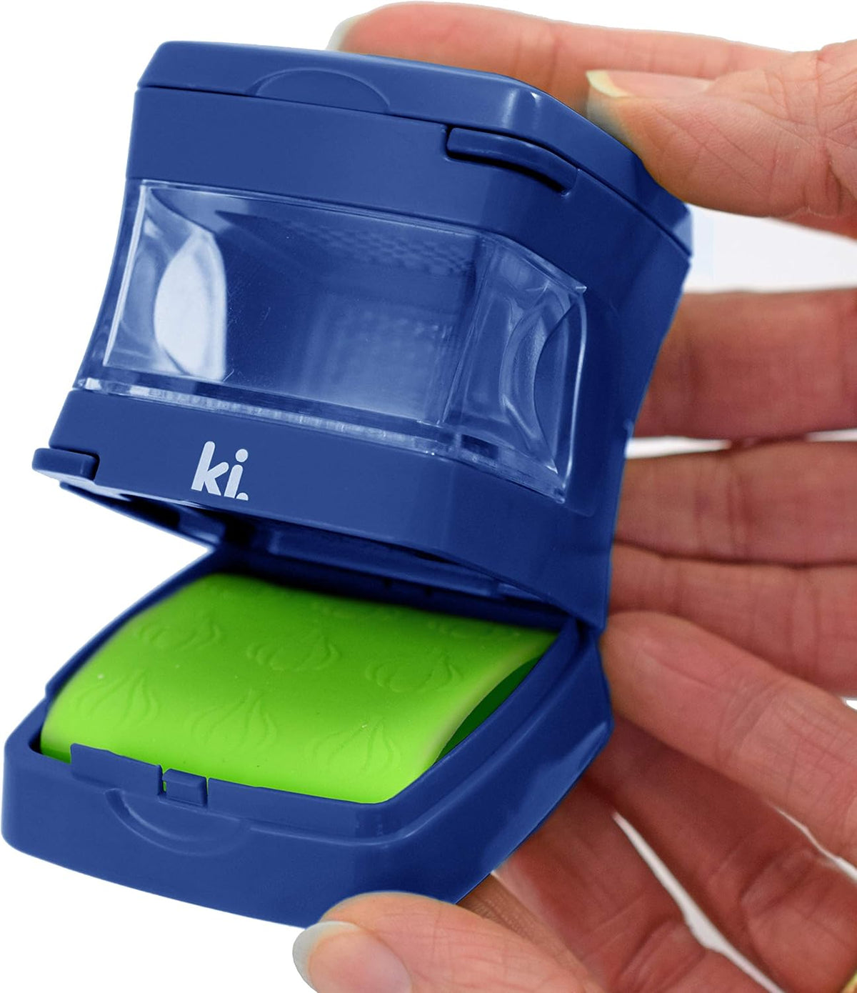 Garlic-A-Peel Garlic Press, Crusher, Cutter, Mincer, and Storage Container - Includes Silicone Garlic Peeler - Easy to Clean - Stainless Steel Blades – (Blue), standard - Culinary Roots