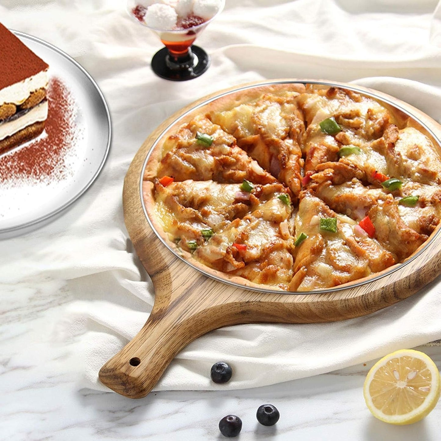 Pizza Pan Set of 3, Stainless Steel Pizza Pie Pan Tray Platter Pizza Tray, Round Pizza Dish Plate For Oven Baking, Healthy Metal Pizza Baking Cooking Pan for Oven - Size of 12 inch - Culinary Roots