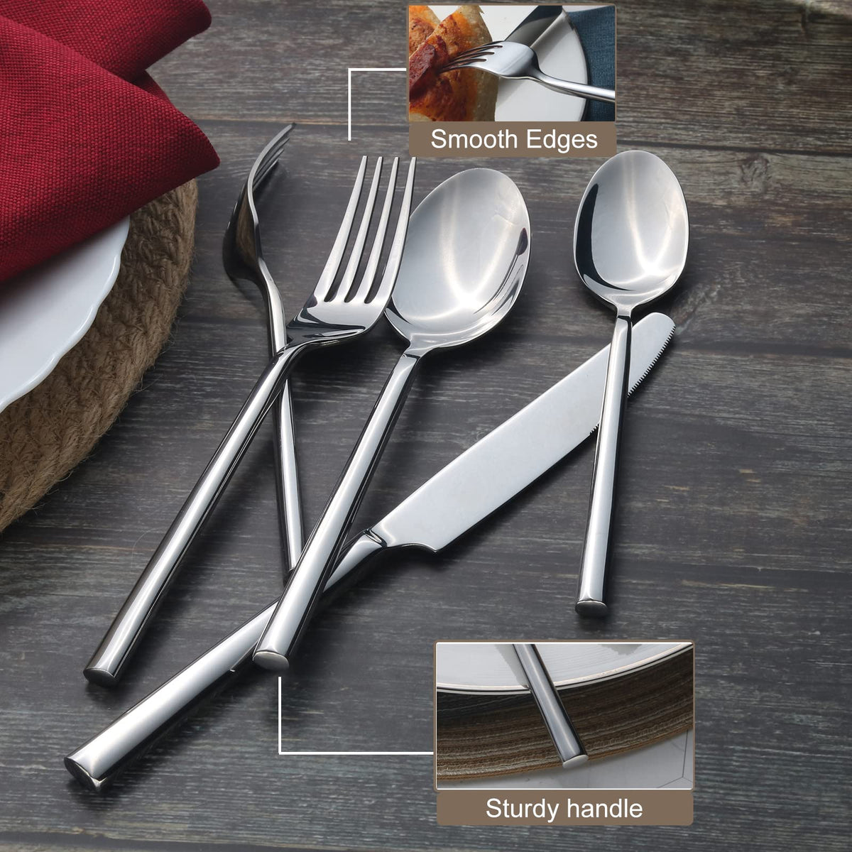 Potter 40 Piece Forged Silverware Set Stainless Steel Flatware Set Cutlery Set (10 Count)