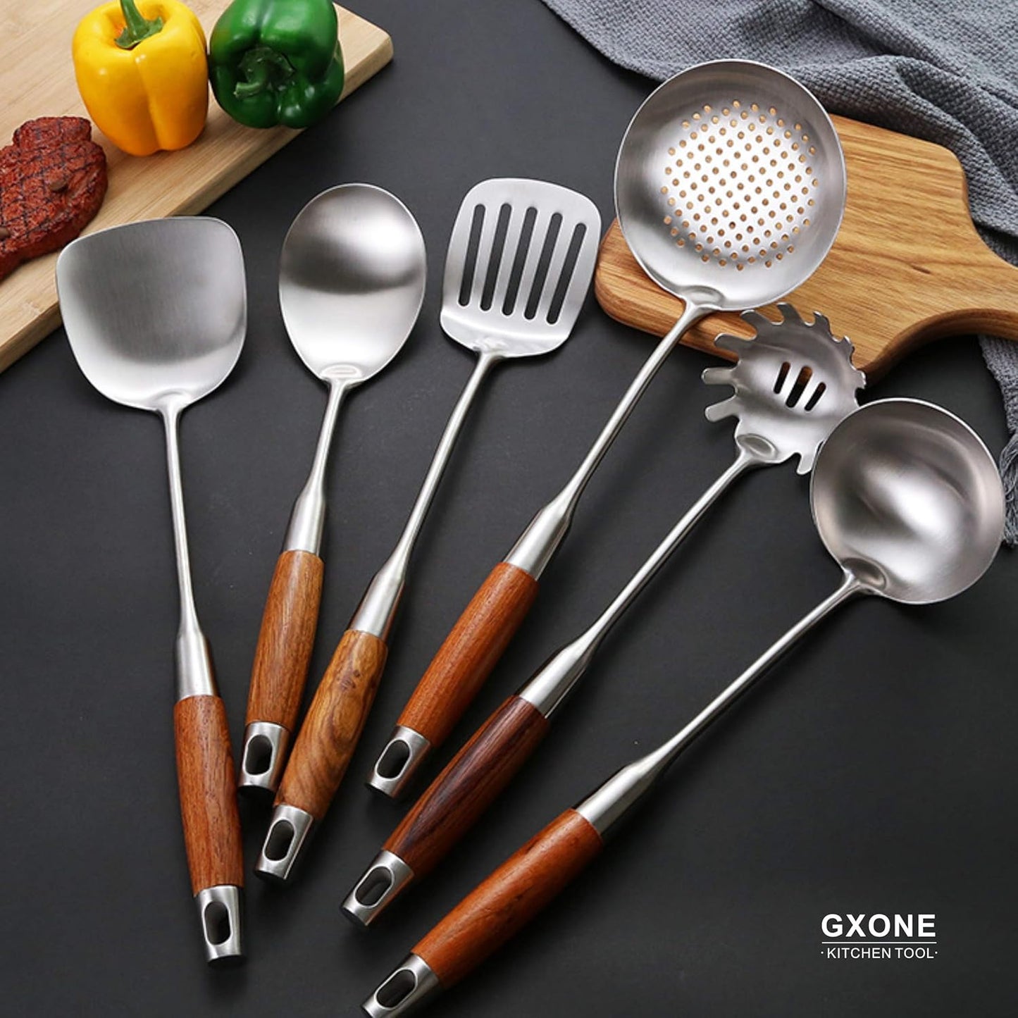 Metal Spatula,304 Stainless Steel Wok Spatula with Heat Resistant Wooden Handle,Silver/15.7Inch - Culinary Roots